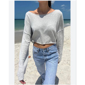 Women's Brandy Melville Cameron Cropped Sweater Silver Grey One size